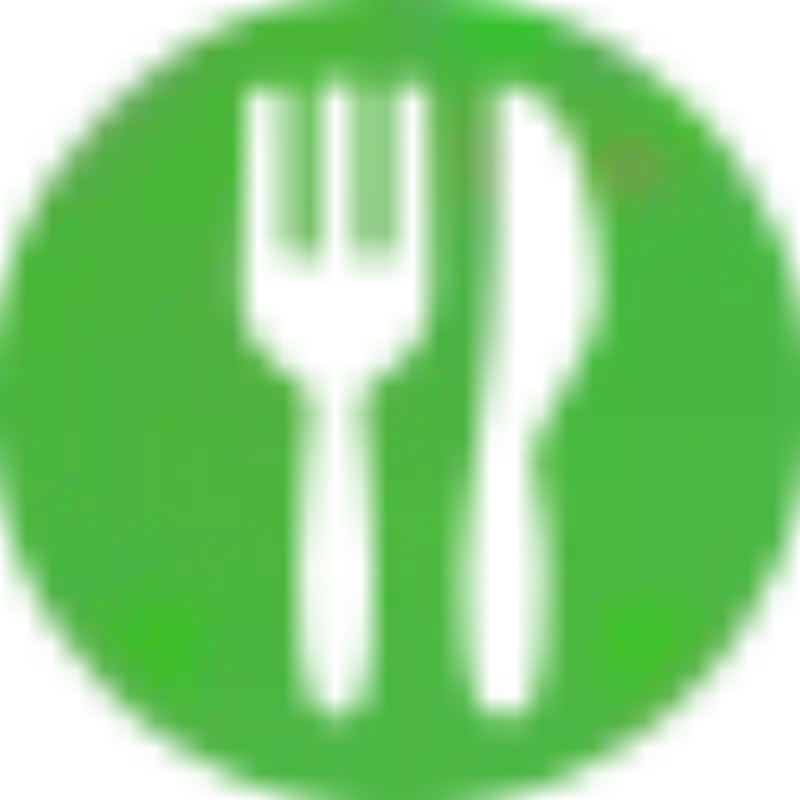 Green icon: fork and knife
